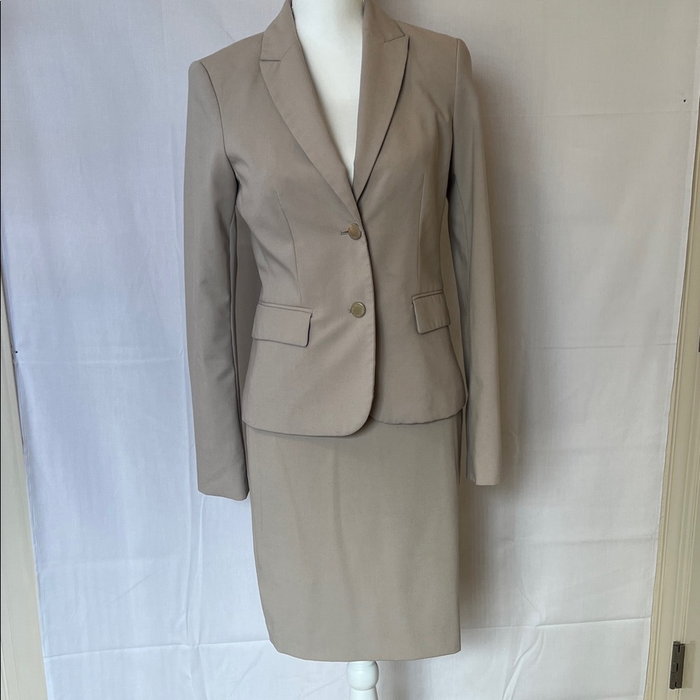 Calvin Klein Collection Beige Blazer and Skirt Set